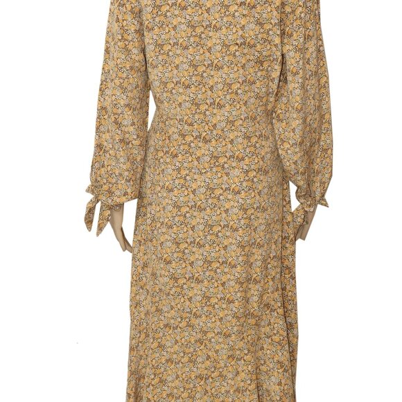 Doen Alda Dress in Lady Emma Floral Printed Long Sleeve Pleated Silk M - Picture 6 of 7